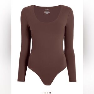 nuuds coffee scoop neck long sleeve body suit